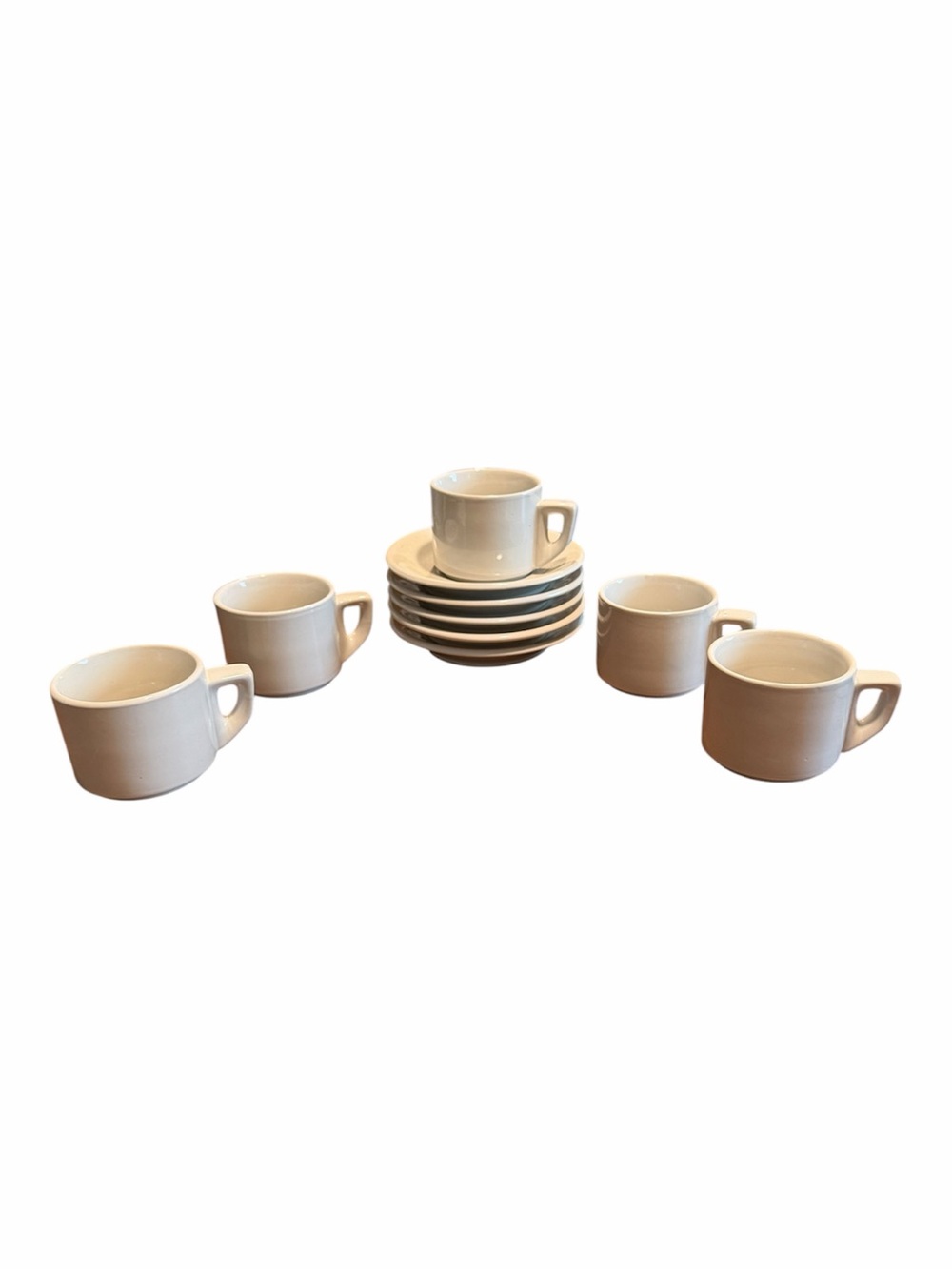Classic White Porcelain Tea Cups and Saucer Set - EUC